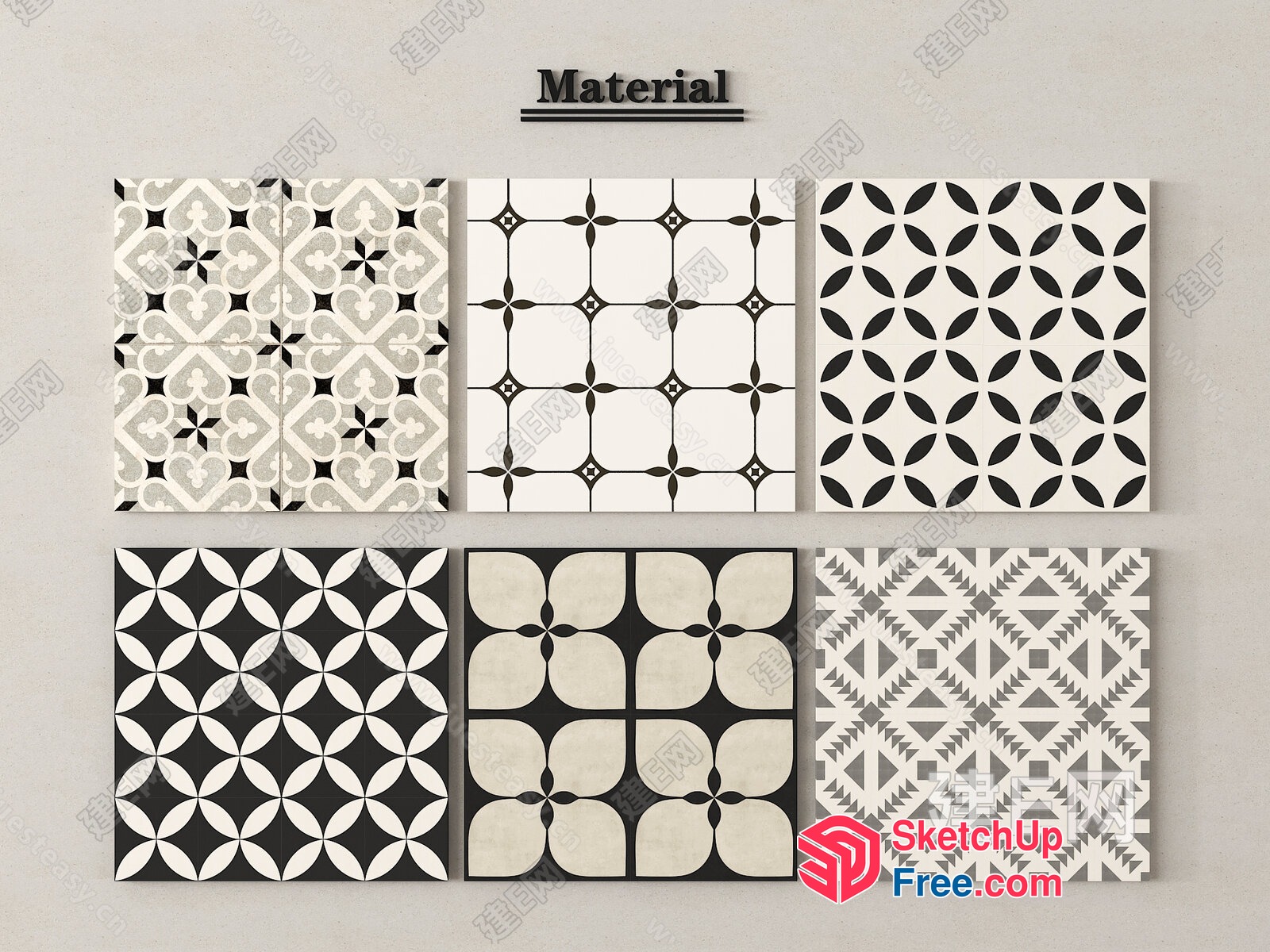 Modern Geometric Patterns On Ceramic Tiles 3D SketchUp File