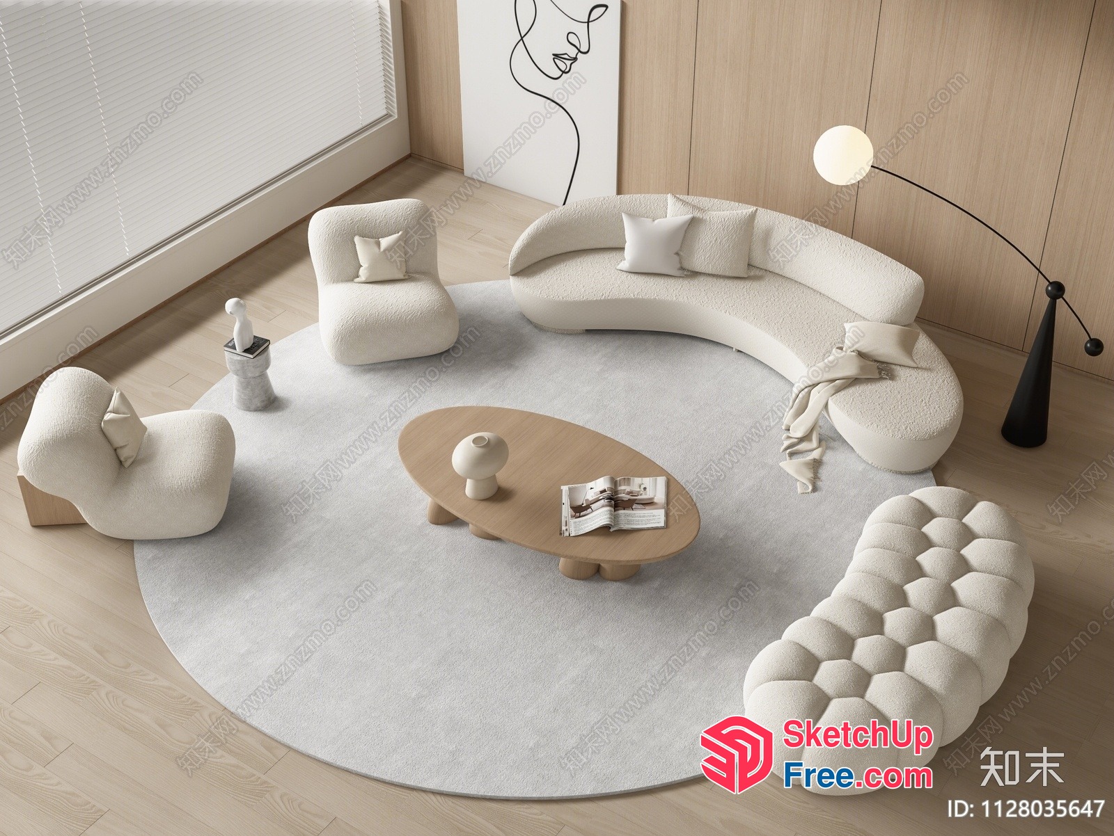 Modern Minimalist White Furniture And Decor 3D SketchUp File