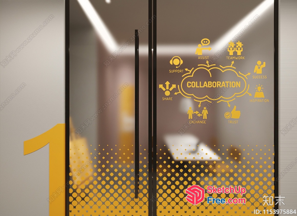 Elevator Interior With Collaboration Theme 3D SketchUp File