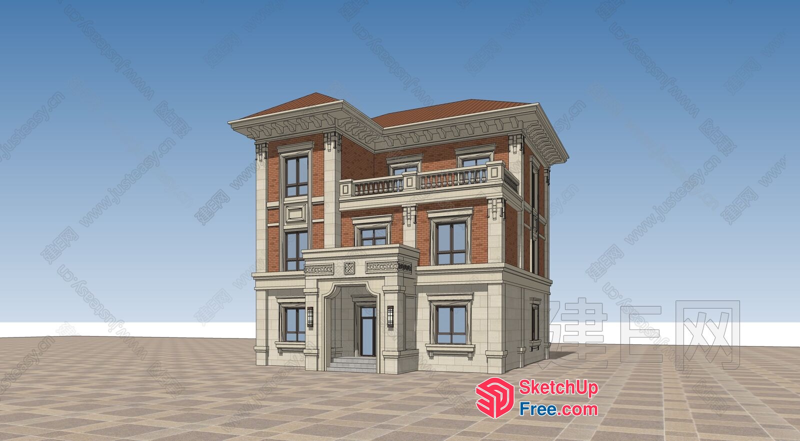 Grand European-Style Villa Exterior 3D SketchUp File