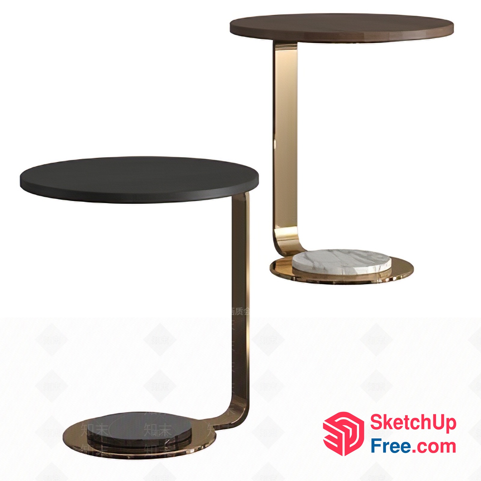 Modern Side Table With Marble Base 3D SketchUp File