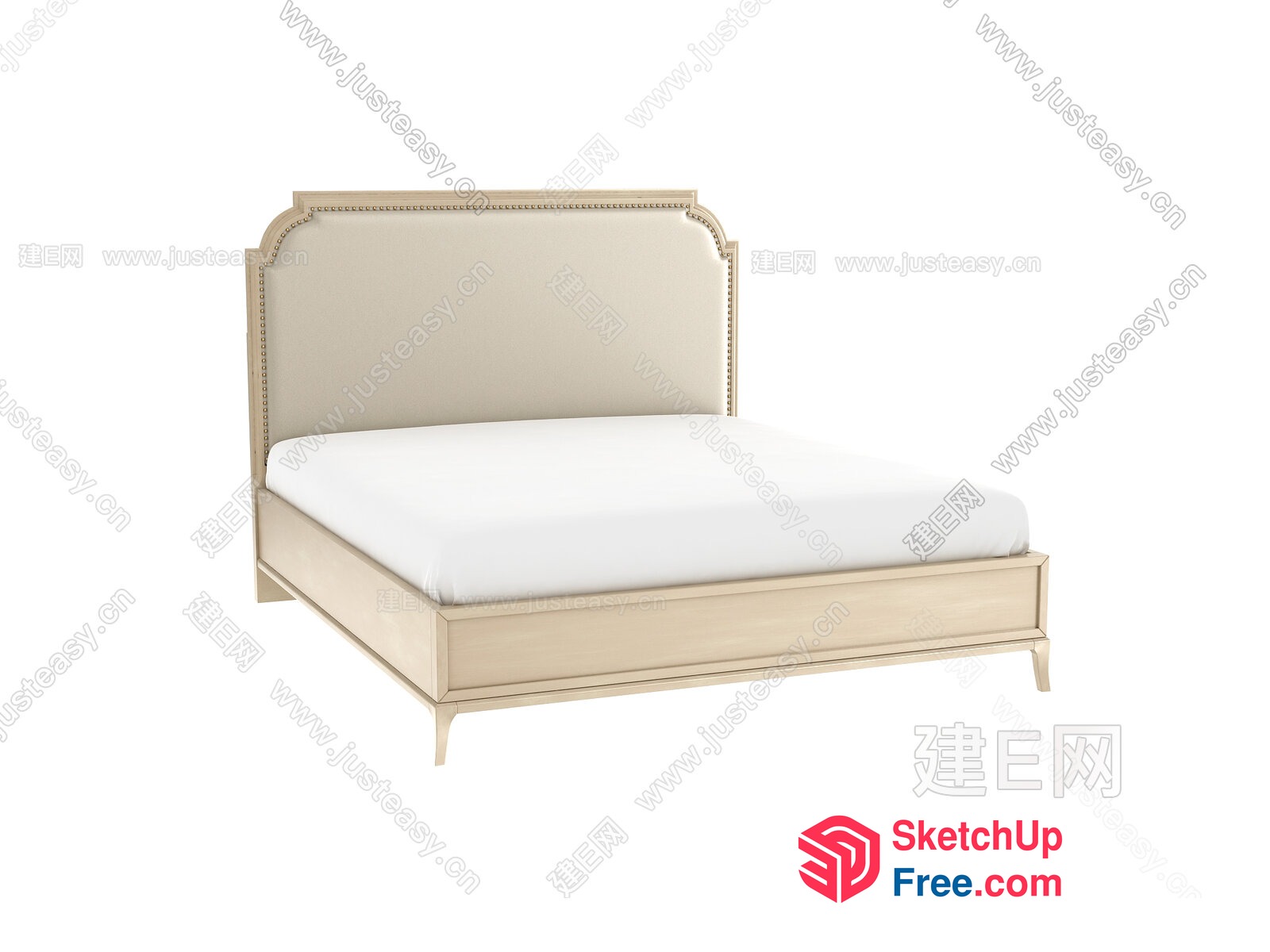 Elegant Creamy Style Bed Head Tab 3D SketchUp File