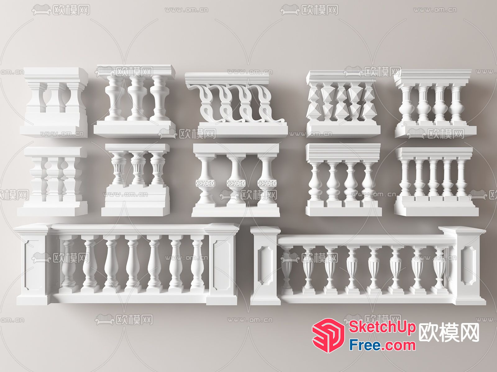 Decorative Balcony Railing Models 3D SketchUp File