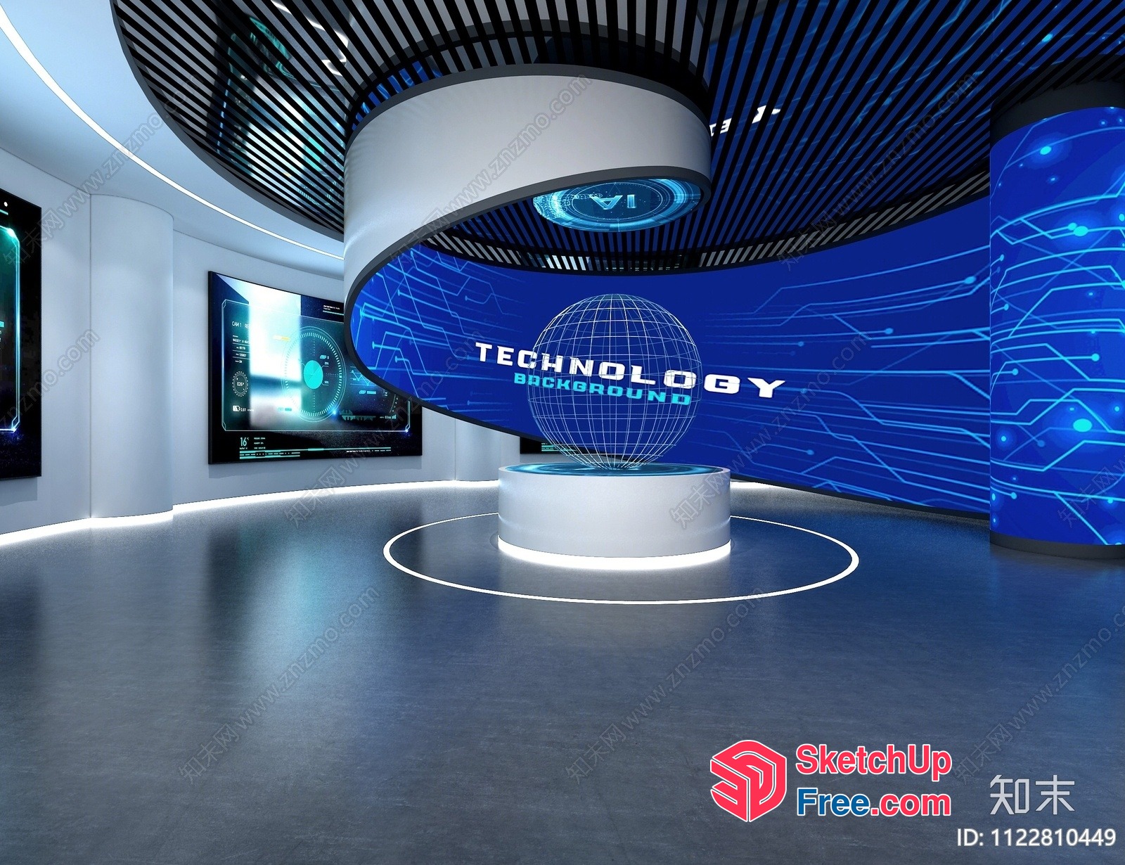 Futuristic Technology Exhibition Space 3D SketchUp File