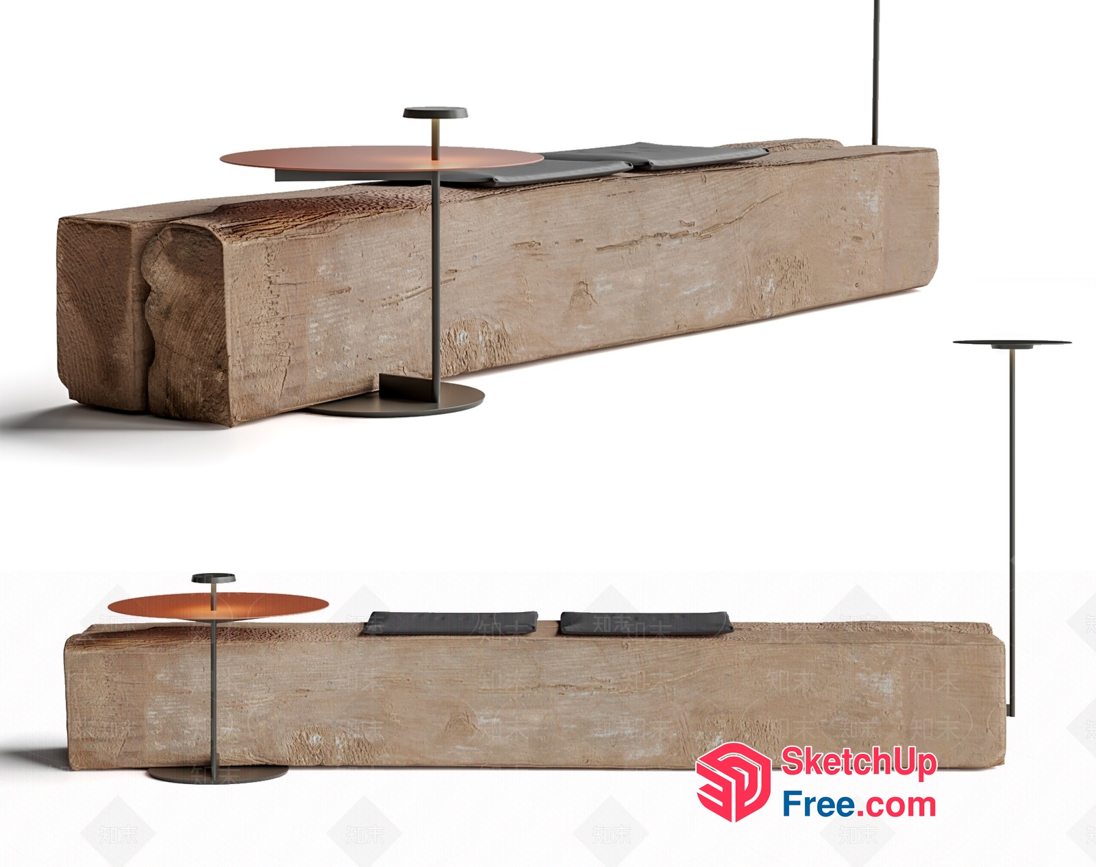 Minimalist Japanese Style Wooden Table And Chair Set 3D SketchUp File