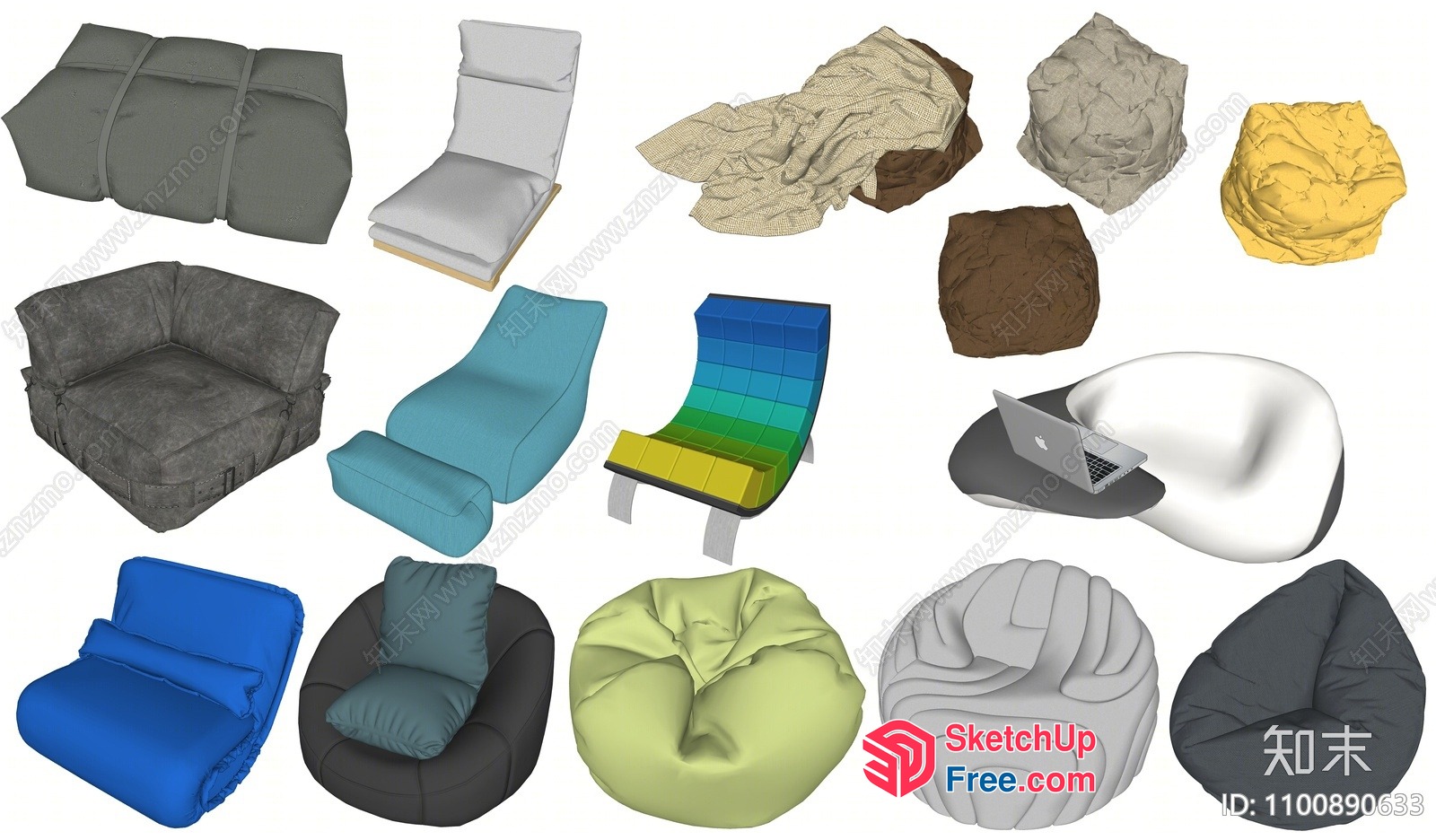 3D Models Of Various Chairs And Bean Bags 3D SketchUp File