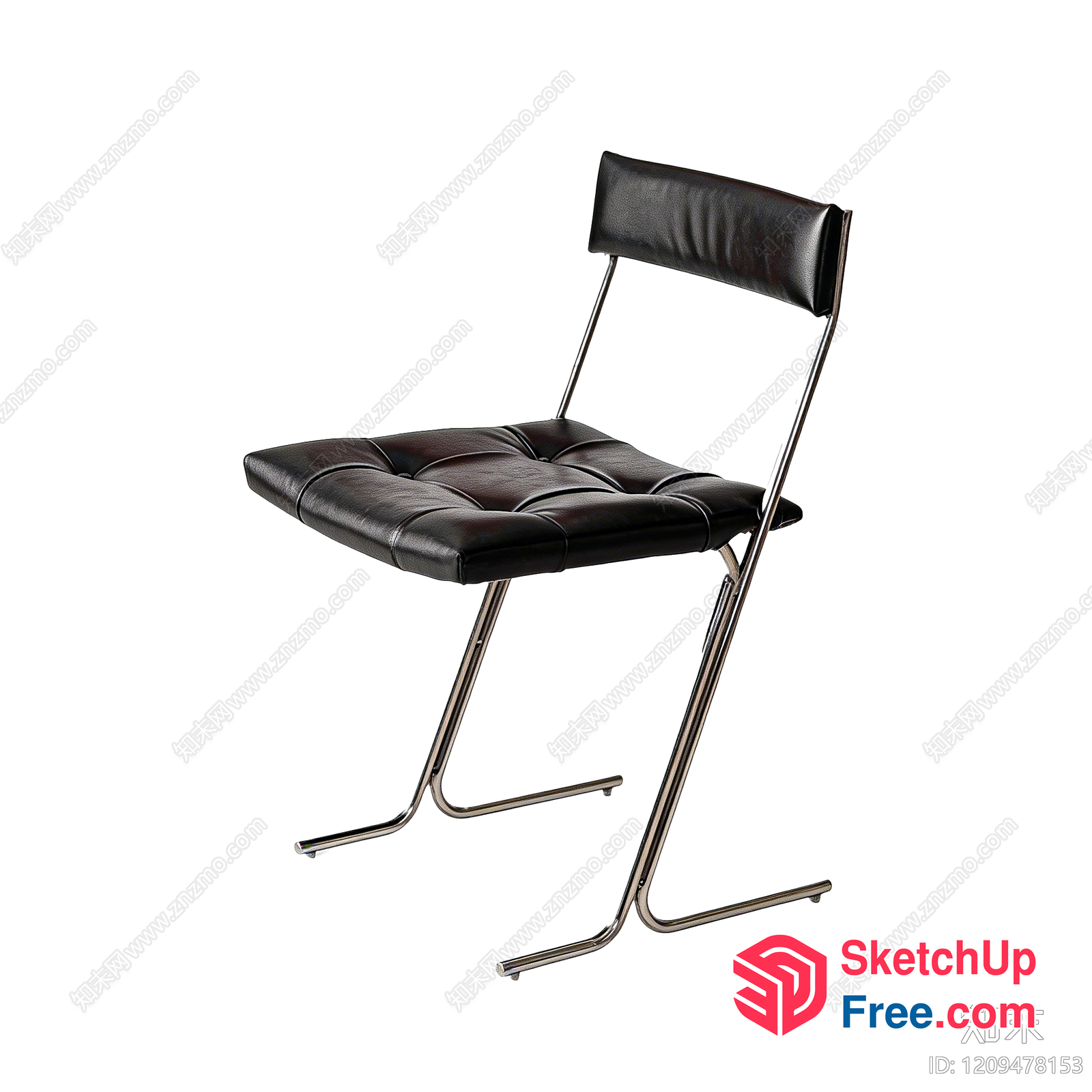 Black Leather And Chrome Stool 3D SketchUp File