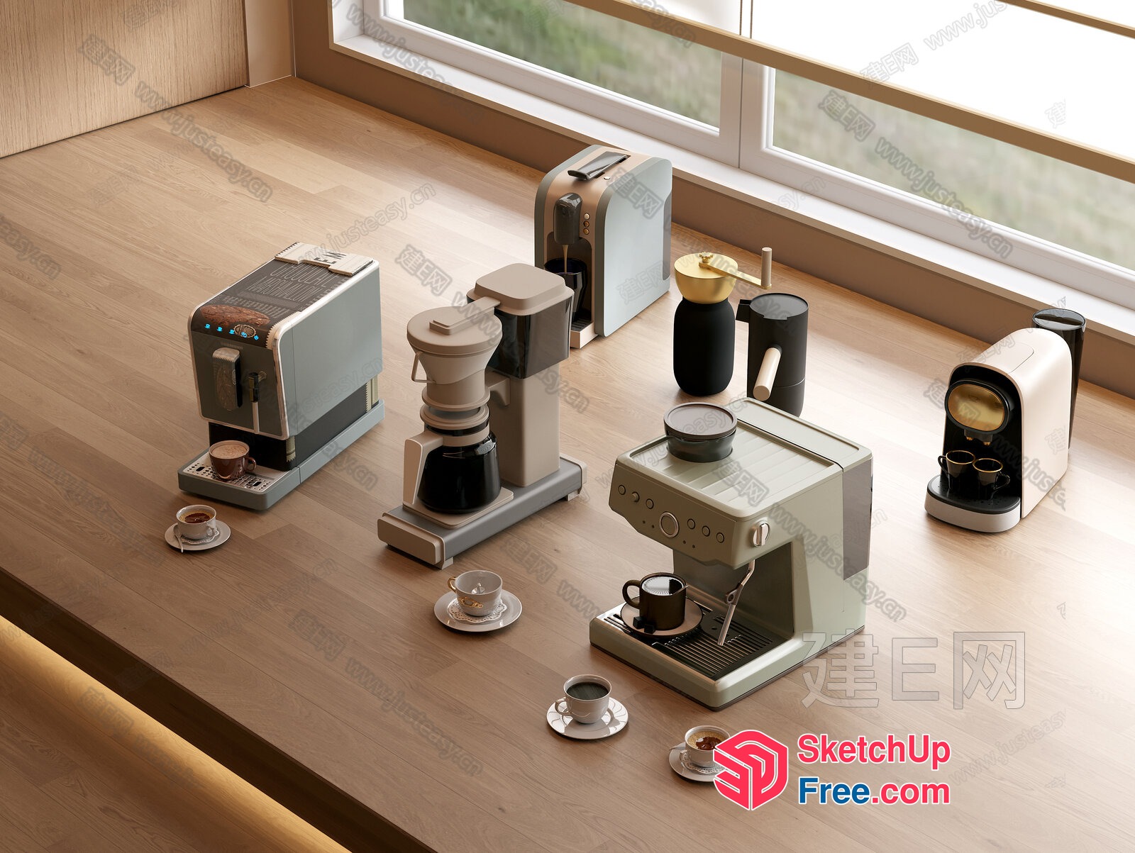 Coffee Machine Collection In Modern Living Room 3D SketchUp File