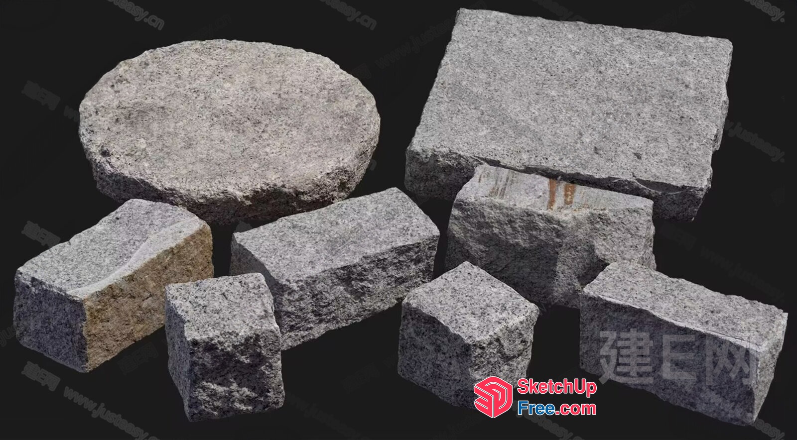 Stone Blocks In Various Shapes And Sizes 3D SketchUp File