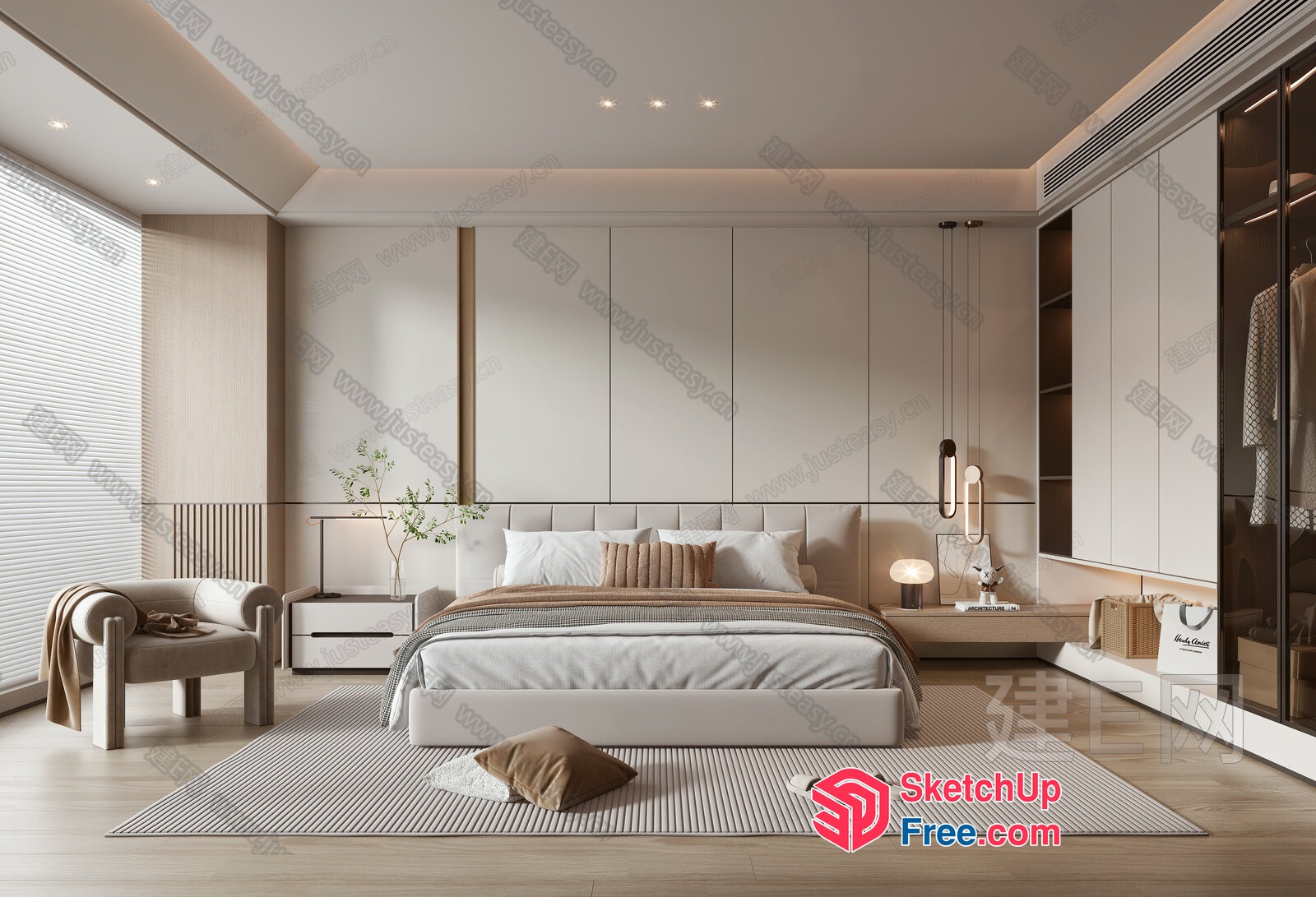 Modern Minimalist Bedroom Design 3D SketchUp File