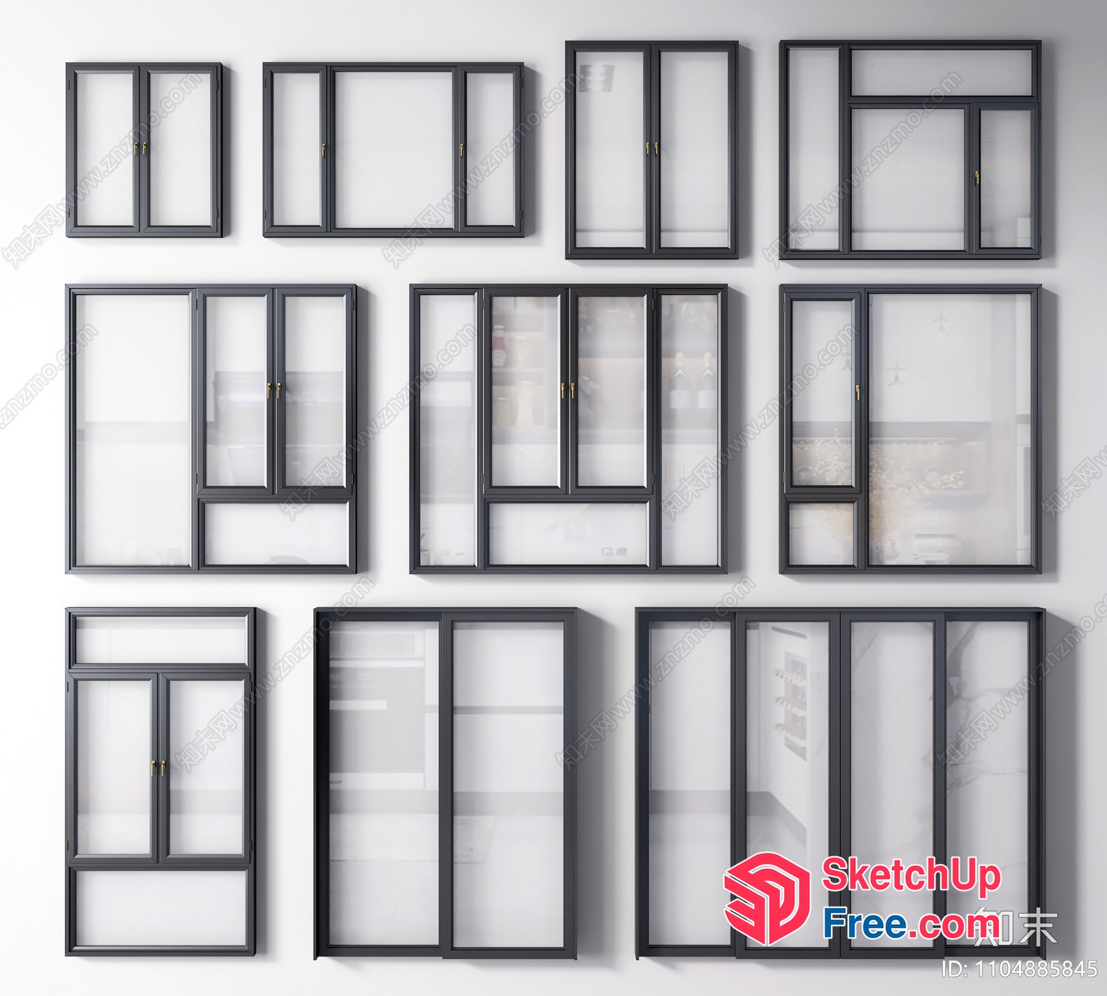 A Set Of Windows In Various Styles 3D SketchUp File