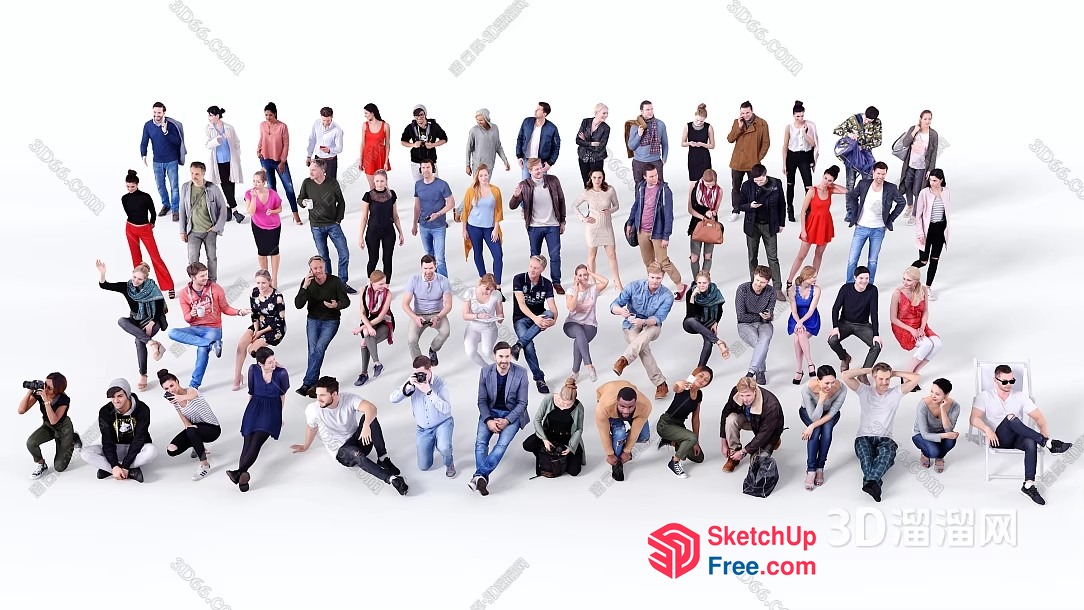 Group Of People In Various Poses 3D SketchUp File