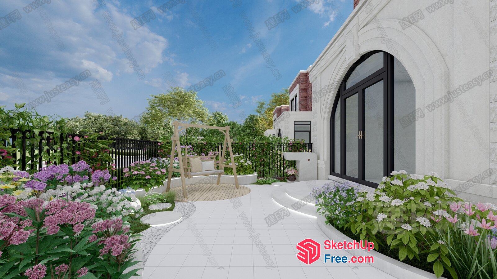 Elegant Exterior Villa Design With Classic Style 3D SketchUp File