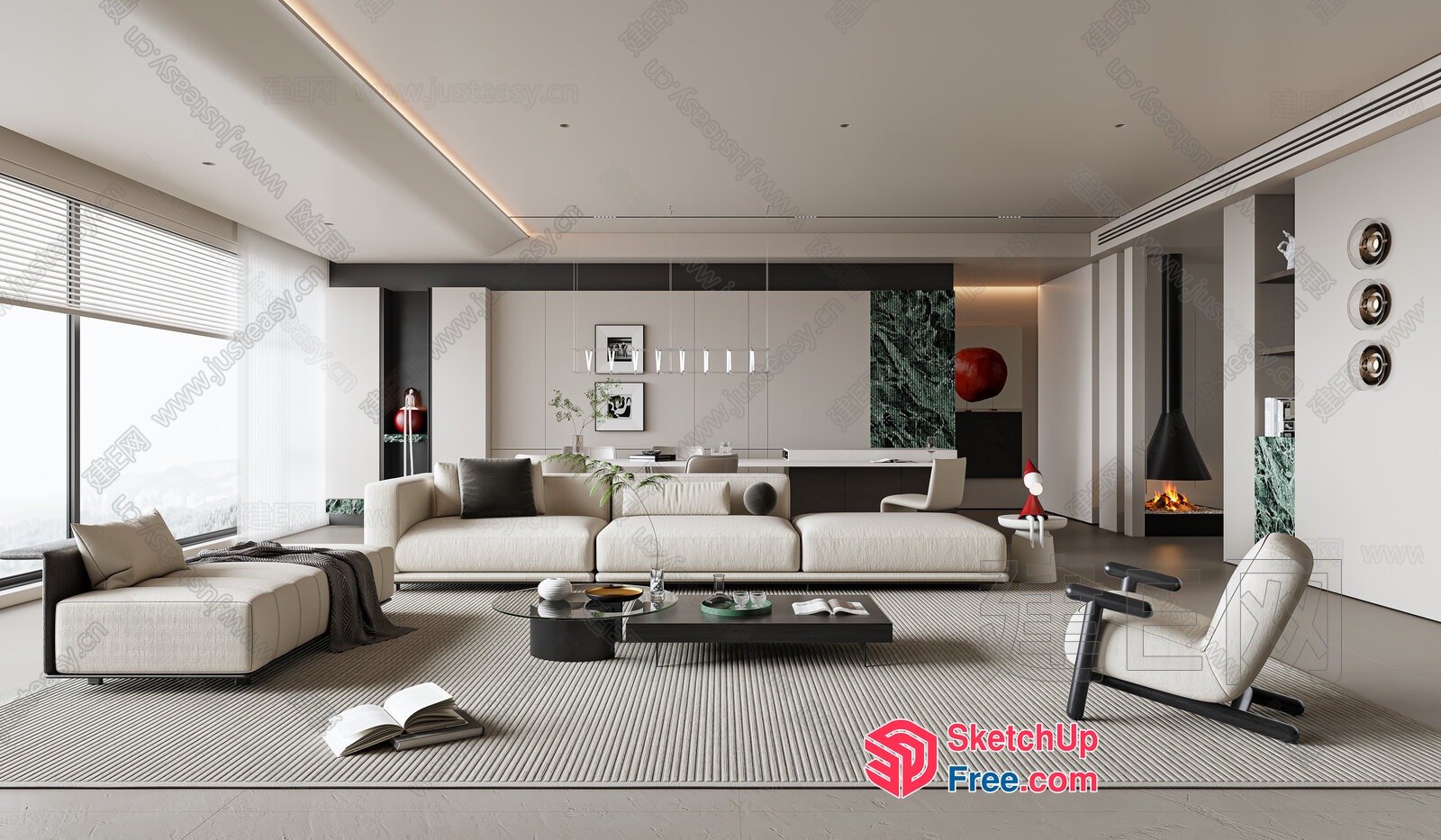 Modern Minimalist Living Room With Clean Lines 3D SketchUp File