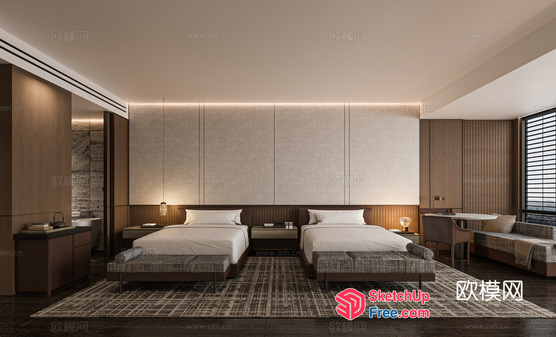 Luxurious Modern Hotel Bedroom Suite 3D SketchUp File