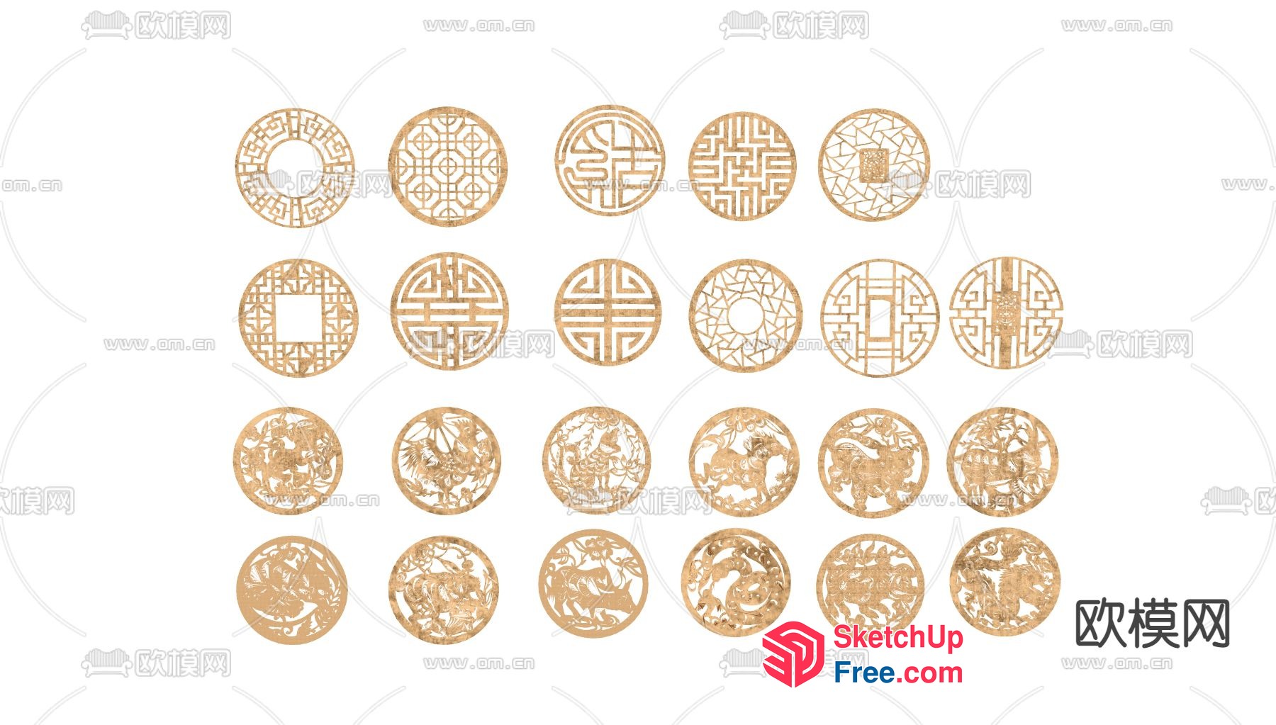 Traditional Chinese Decorative Elements 3D SketchUp File