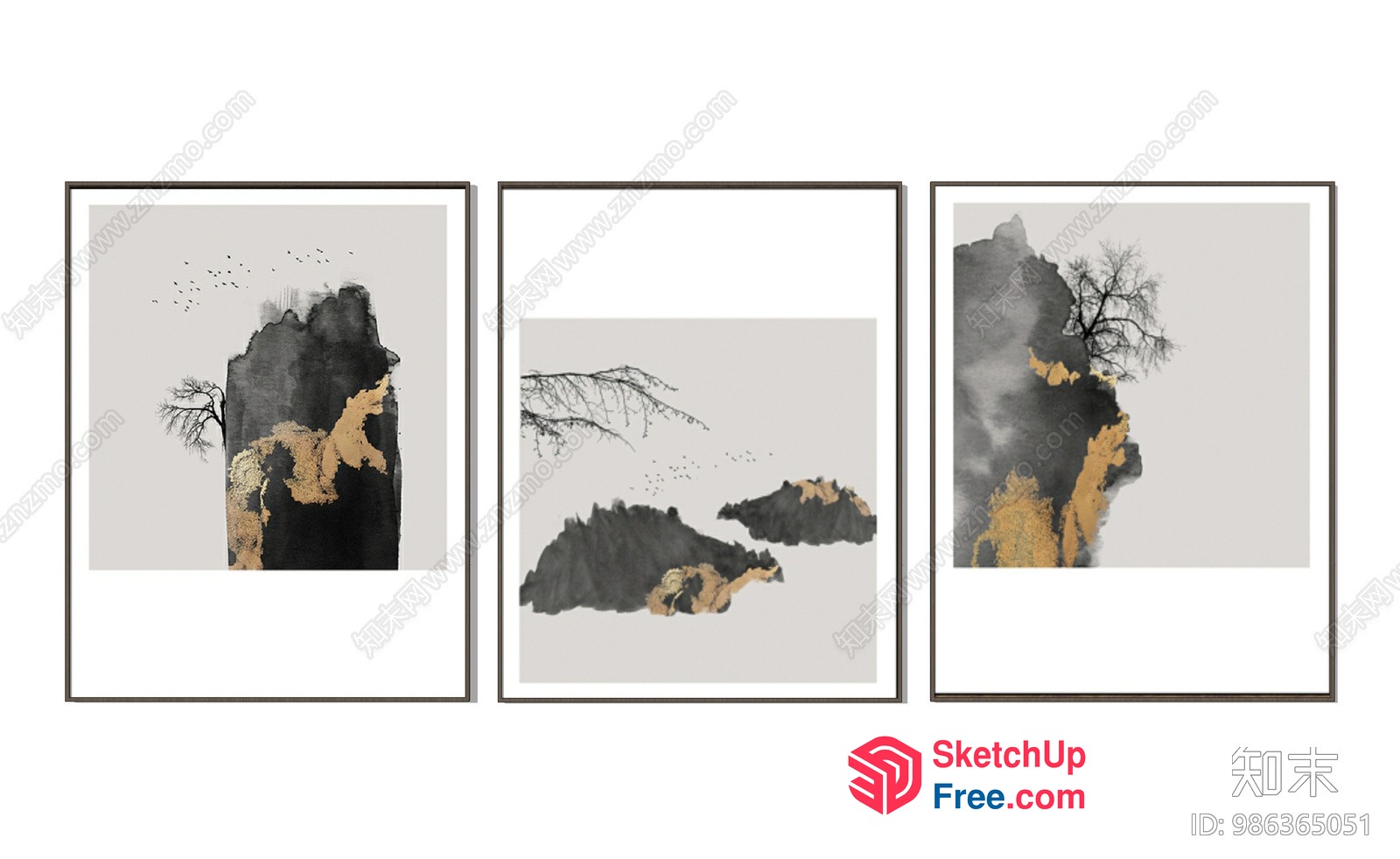 Minimalist Japanese Landscape Decorative Art 3D SketchUp File