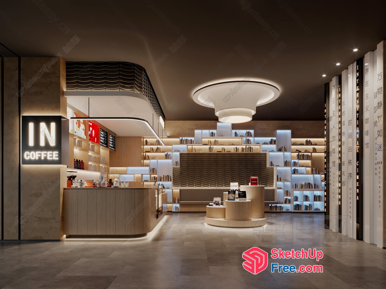 Modern Coffee Shop Interior 3D SketchUp File