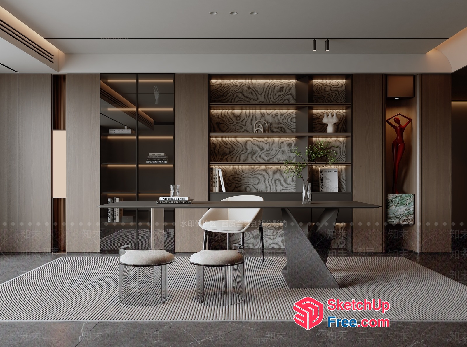 Modern Minimalist Office Space With Sleek Furniture 3D SketchUp File