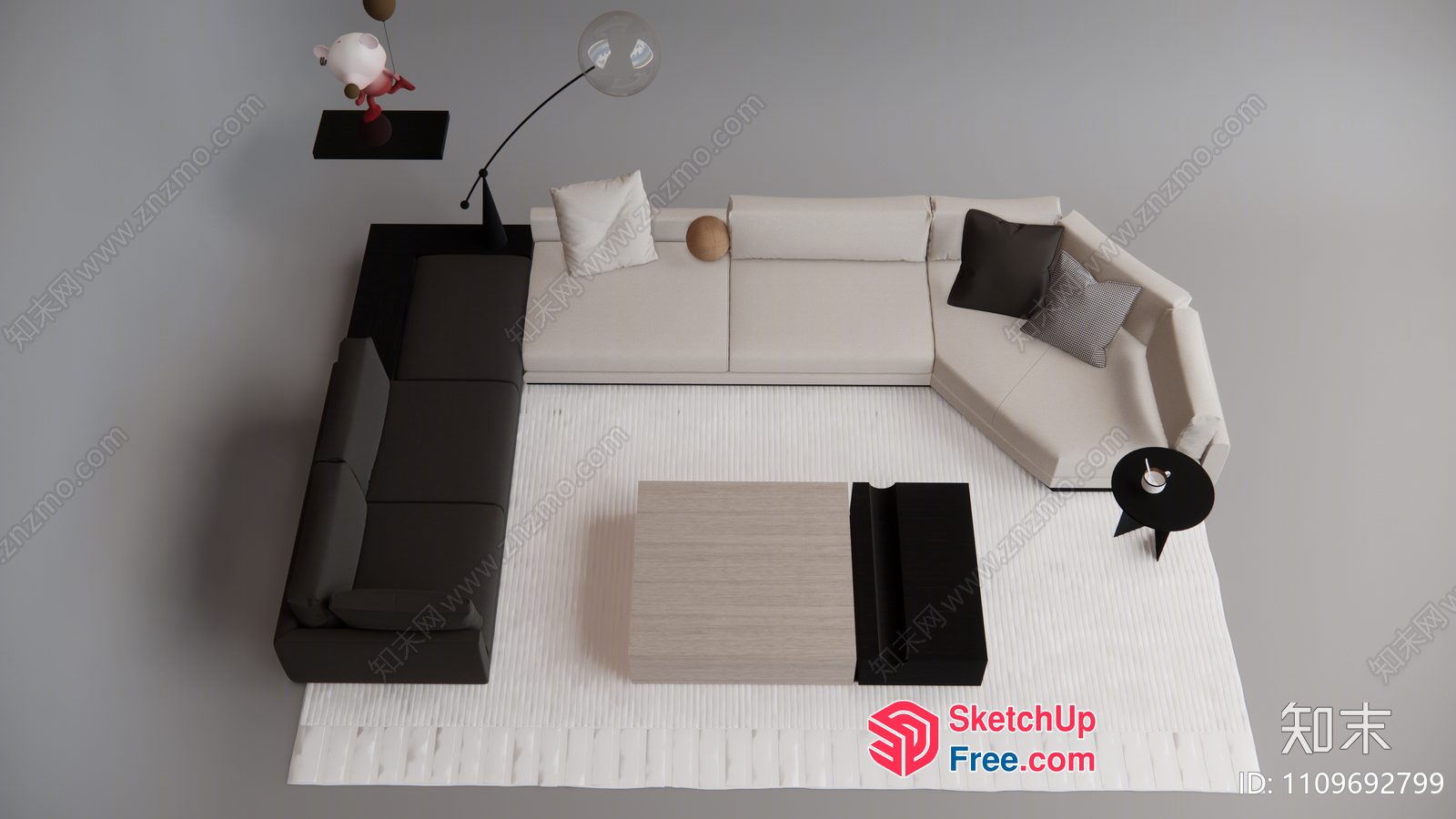 Minimalist Scandinavian Style Living Room With Neutral Tones 3D SketchUp File