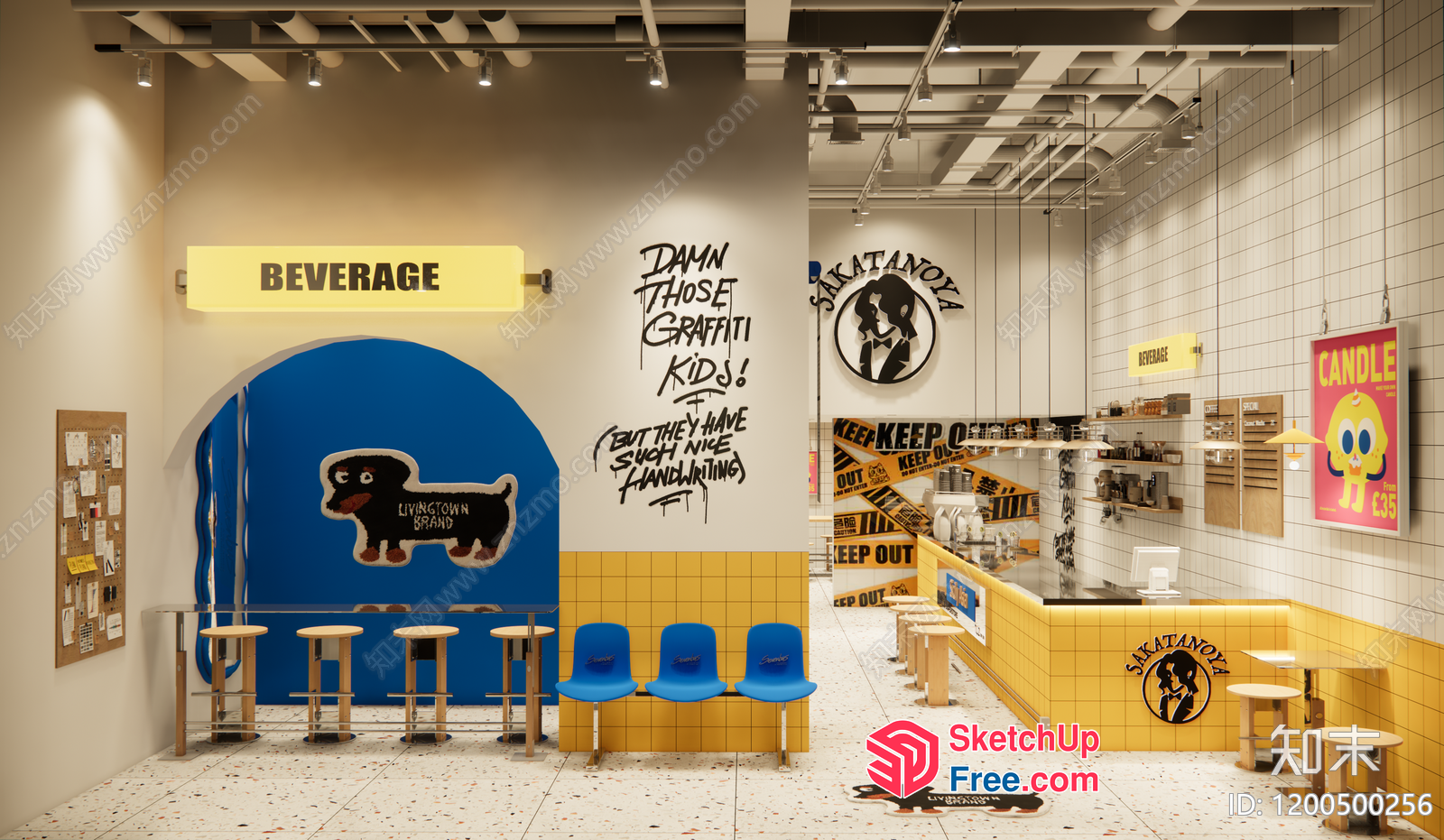 Vibrant Coffee Shop 3D SketchUp File