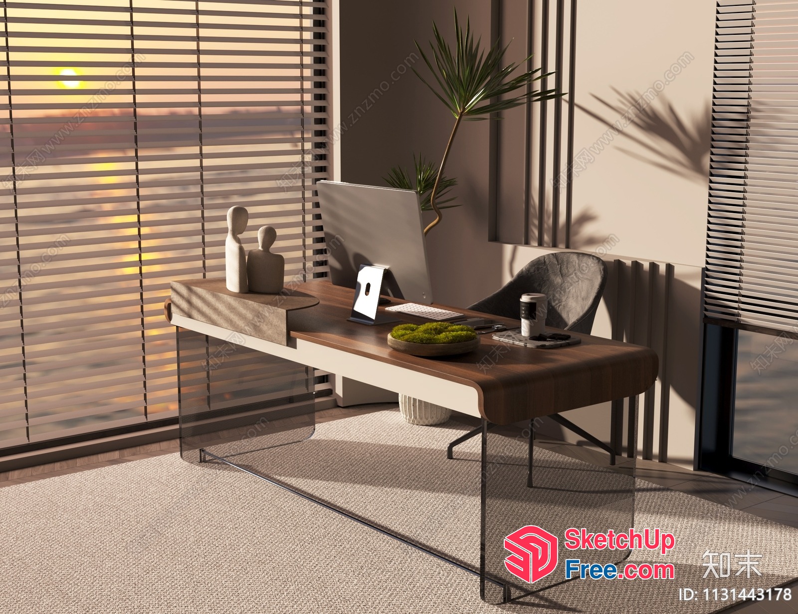 Modern Minimalist Office Interior With Natural Light 3D SketchUp File