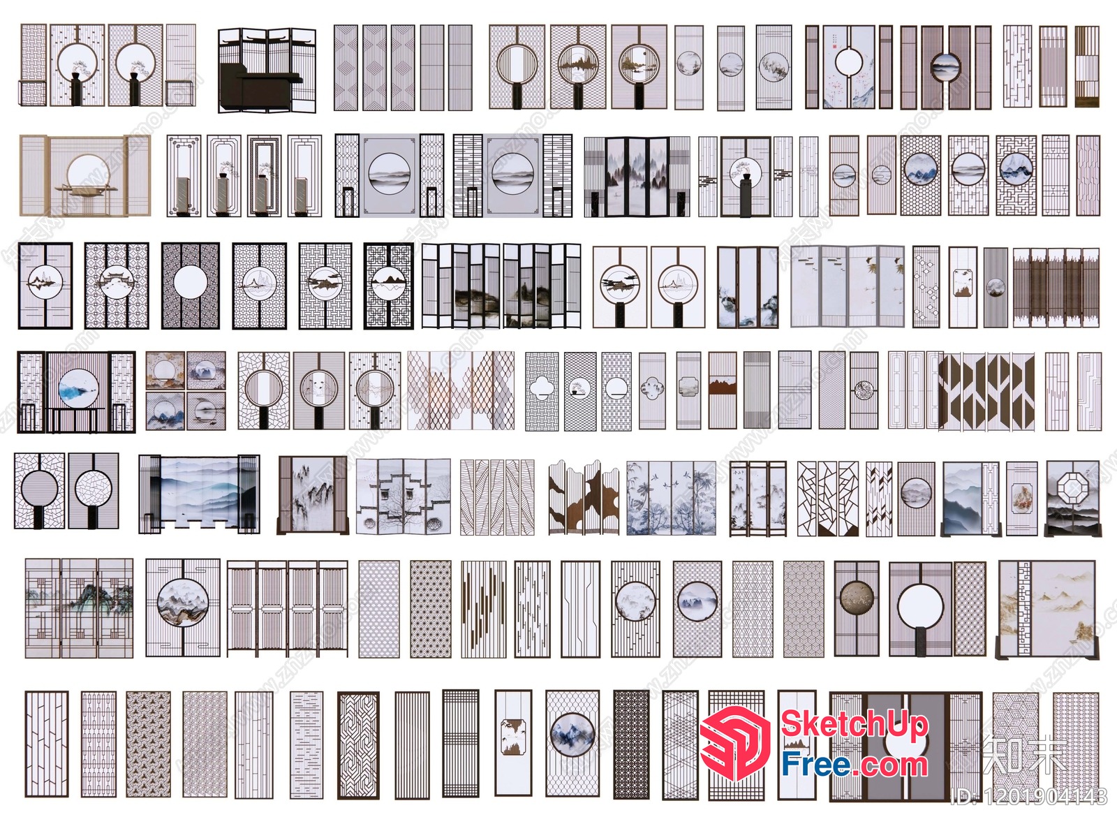 Asian-Inspired Door And Window Decorations 3D SketchUp File