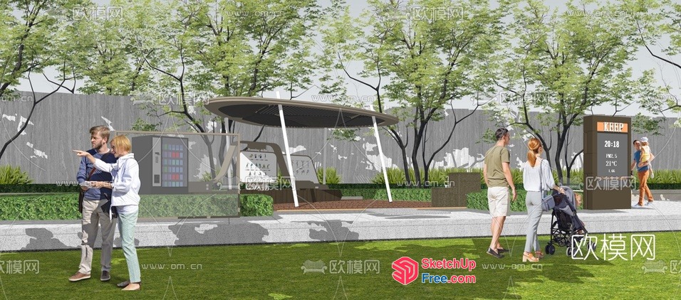Outdoor Public Transportation Station 3D SketchUp File