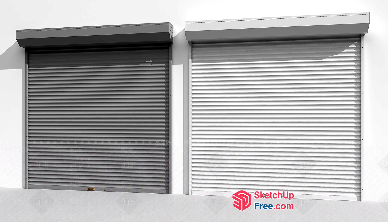 Two Metal Roll-Up Garage Doors 3D SketchUp File