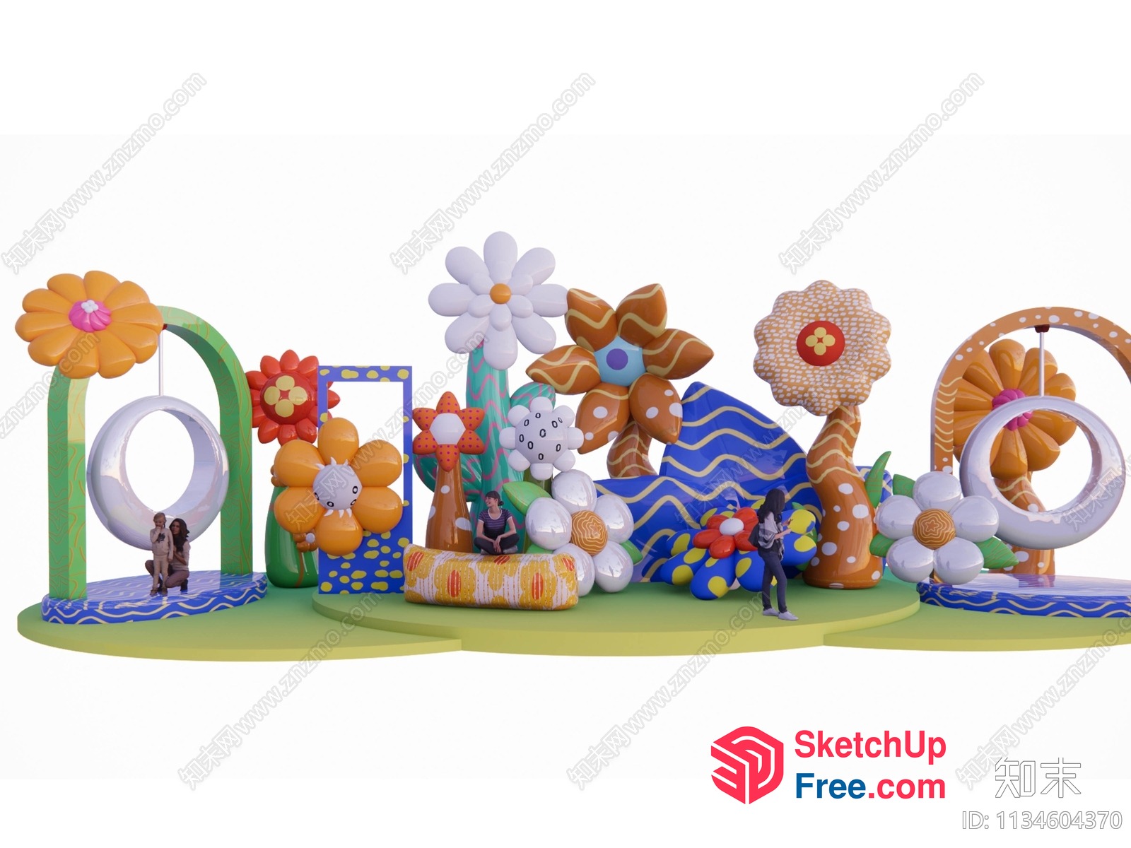 Colorful Inflatable Flower And Animal Decorations 3D SketchUp File