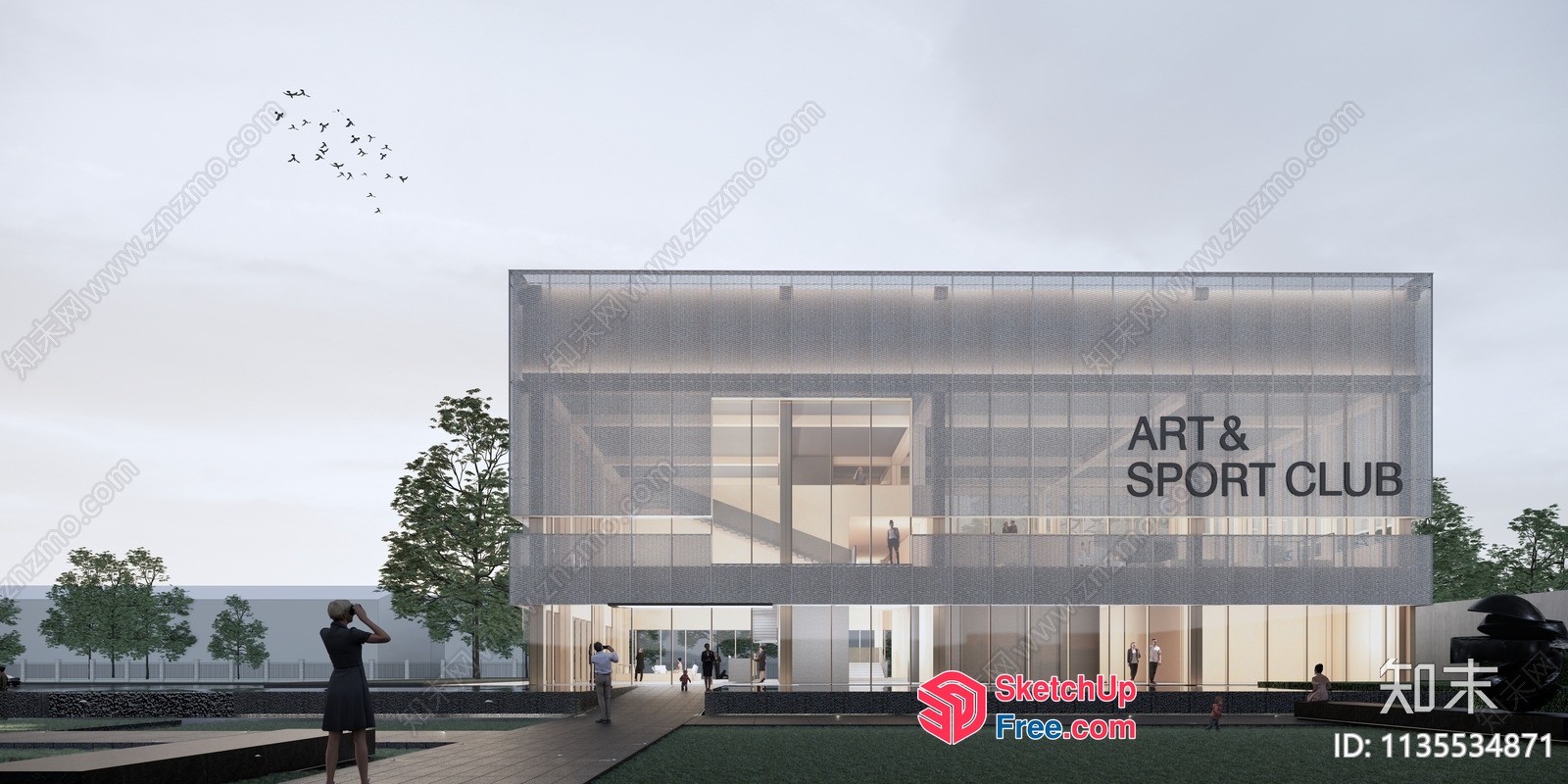 Modern Art And Sports Club Building 3D SketchUp File