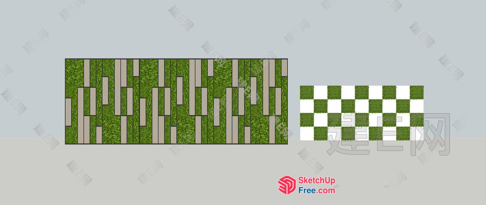 Modern Green And White Checkered Pattern 3D SketchUp File