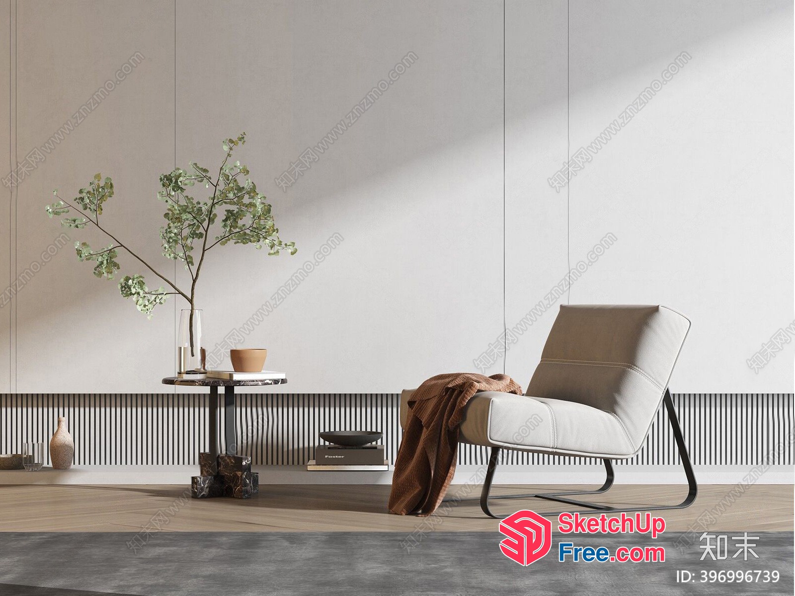 Minimalist Modern Living Room Decor 3D SketchUp File