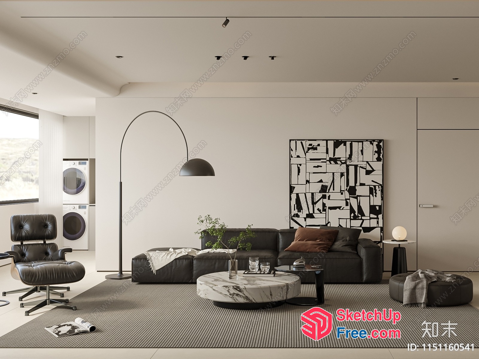 Minimalist Living Room With Sleek Furniture And Neutral Colors 3D SketchUp File