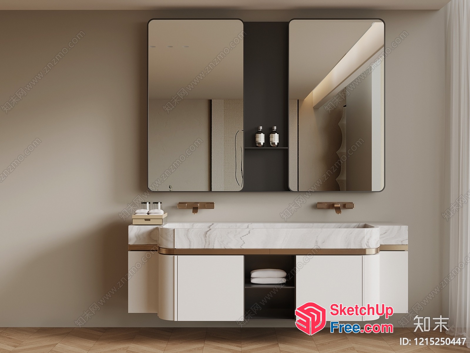 Elegant Modern Bathroom Vanity With Marble Countertop 3D SketchUp File