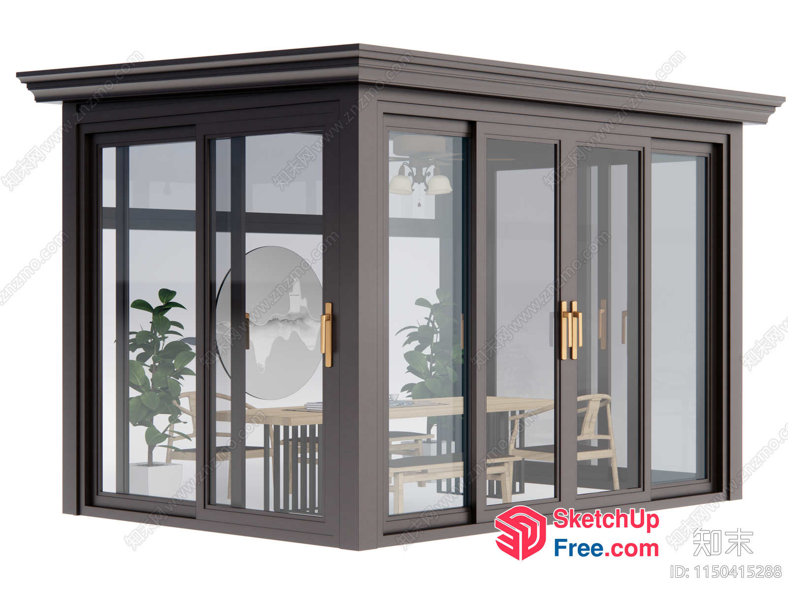 Modern Glass Curtain Wall Office Interior 3D SketchUp File