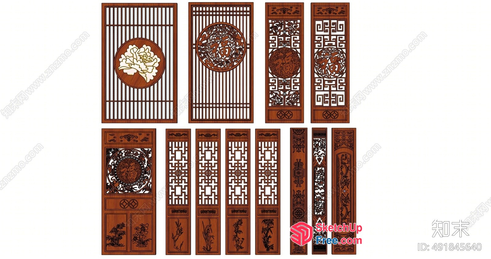 Intricate Asian-Inspired Decorative Screens 3D SketchUp File