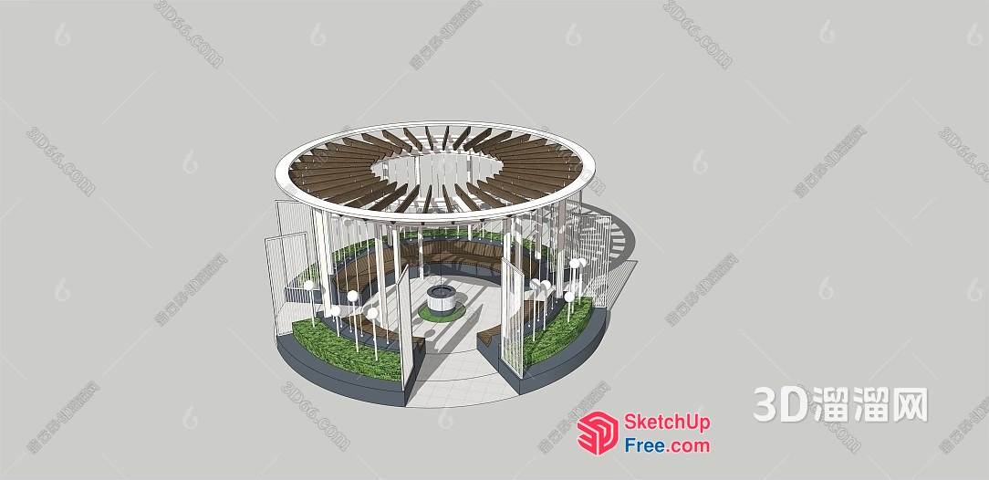 Modern 3D Architectural Rendering Of A Circular Building With Glass Walls 3D SketchUp File