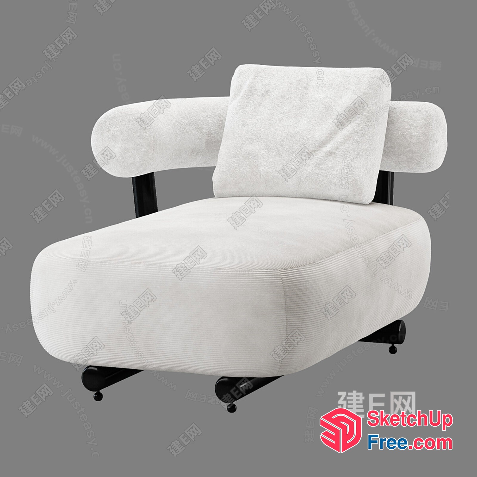 A Sleek Modern White Armchair With A Stylish Backrest 3D SketchUp File