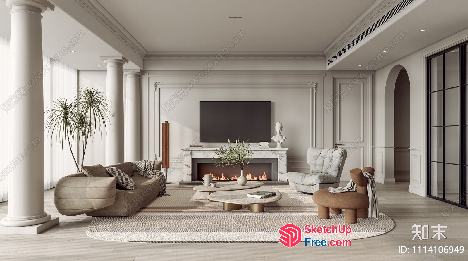 Elegant And Sophisticated Living Room Interior 3D SketchUp File
