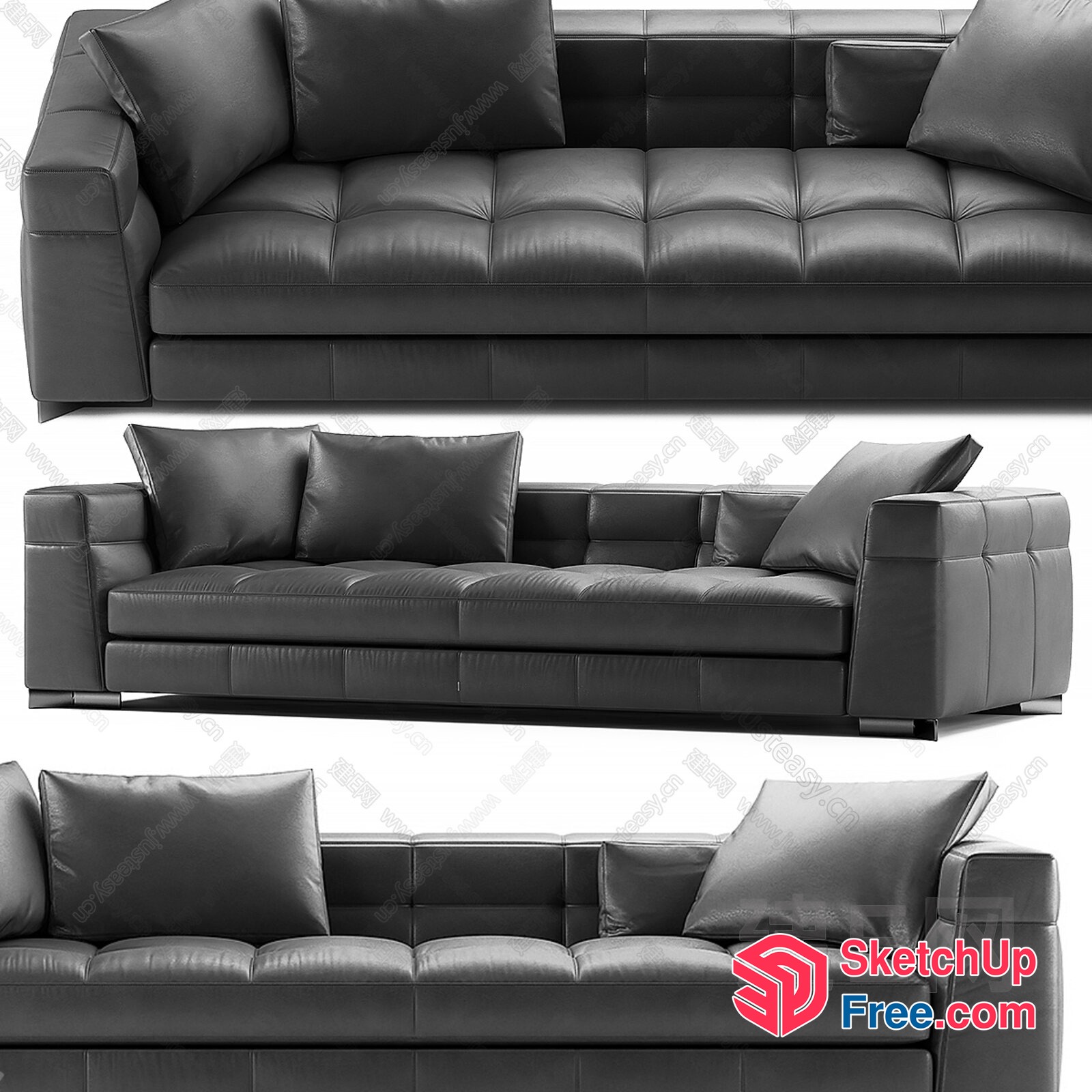 Sleek Modern Leather Sofa Designs 3D SketchUp File