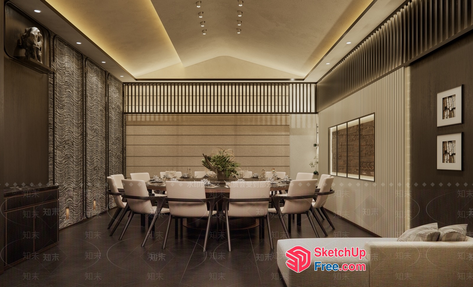 Luxurious Dining Room With Elegant Furniture And Decor 3D SketchUp File