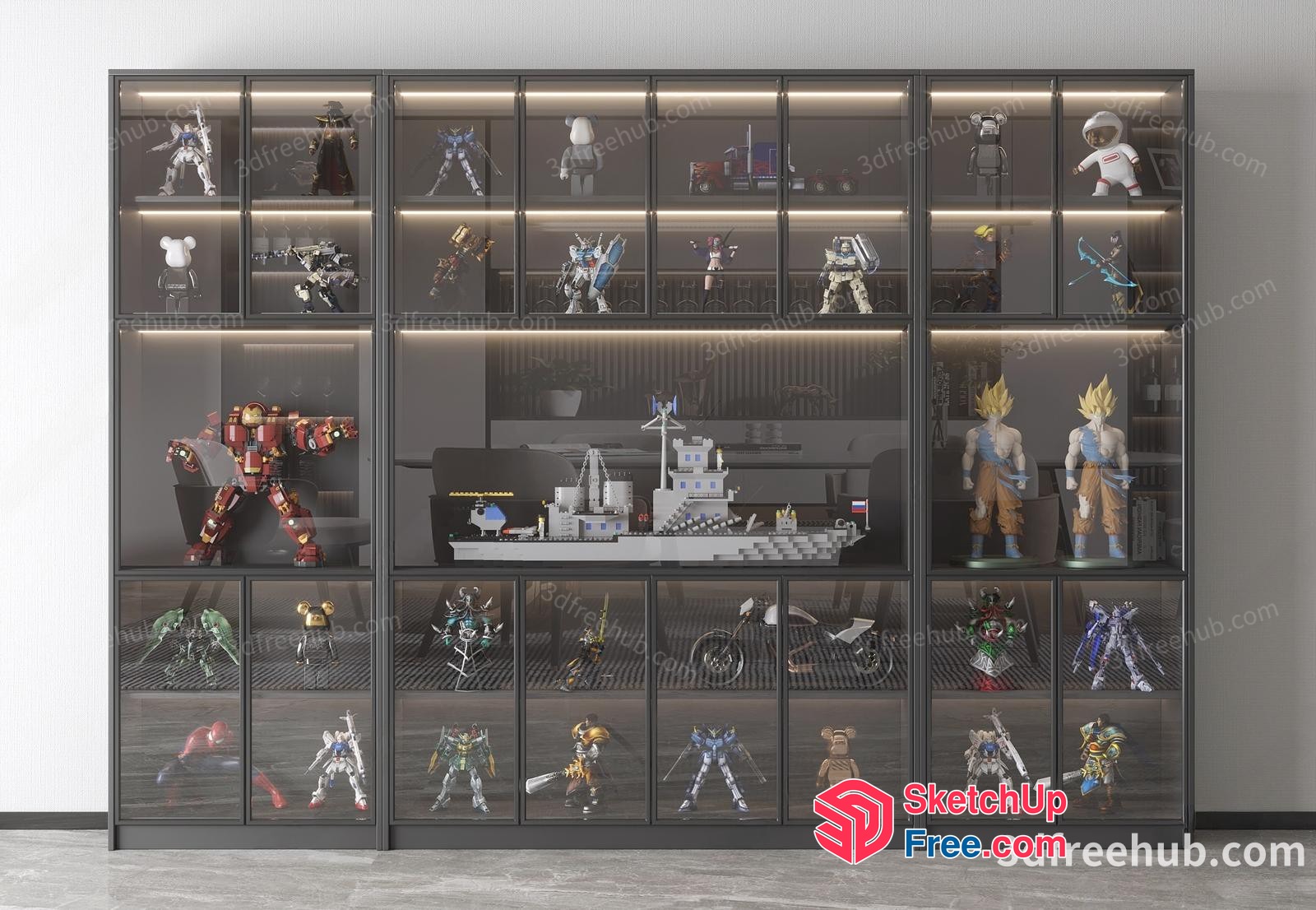 Display Case Of Various Toys And Figures 3D SketchUp File