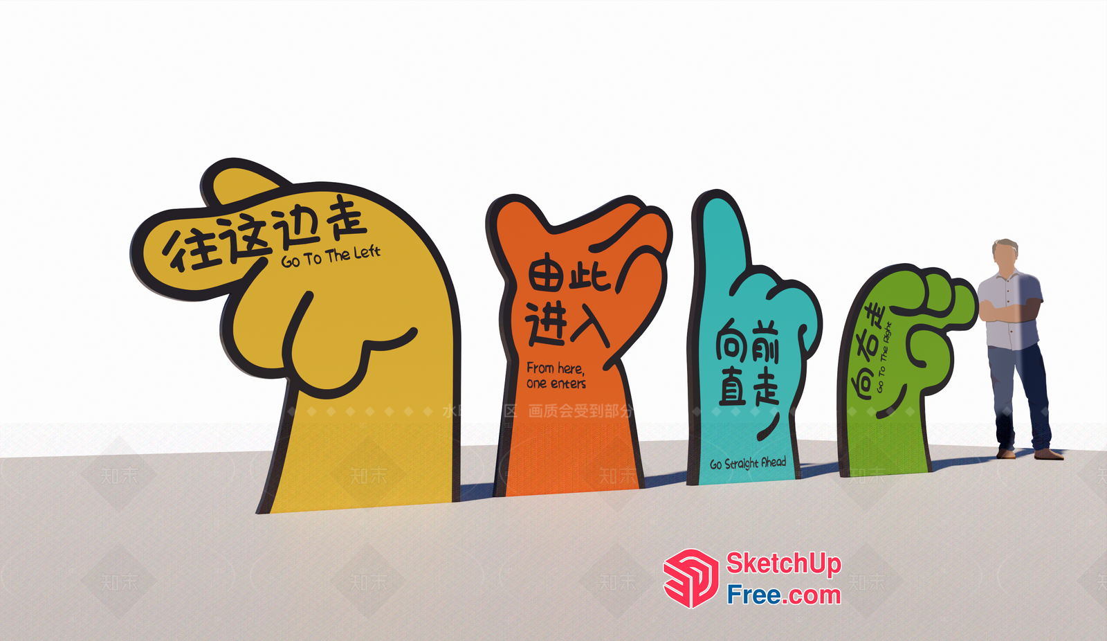 Chinese Instructional Hand Gestures 3D SketchUp File