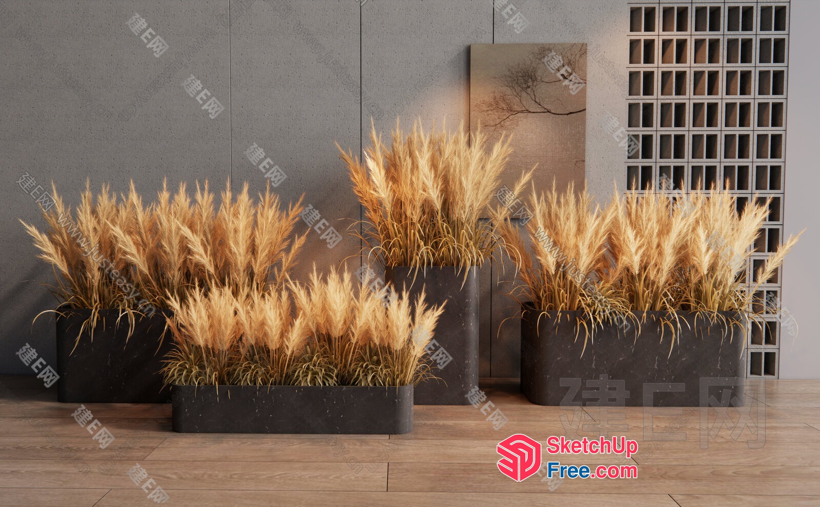 Potted Plants With Yellow-Orange Foliage 3D SketchUp File