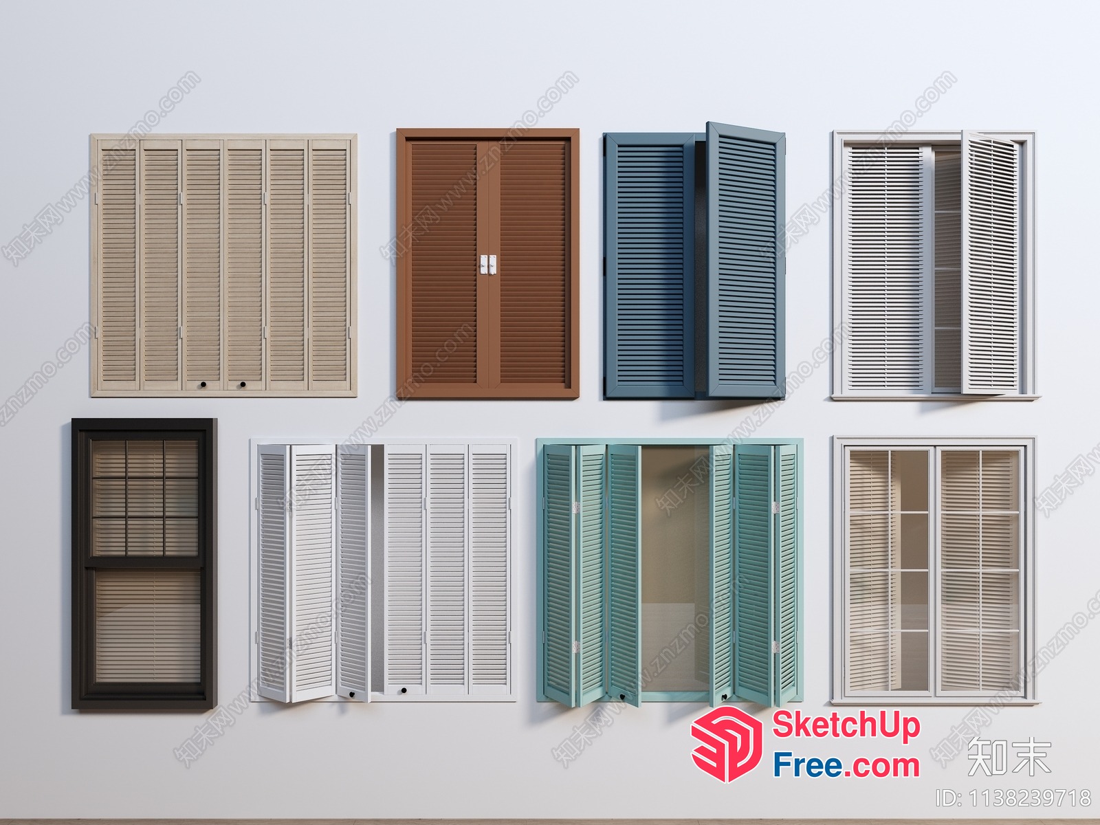 Window Shutters In Various Styles And Colors 3D SketchUp File
