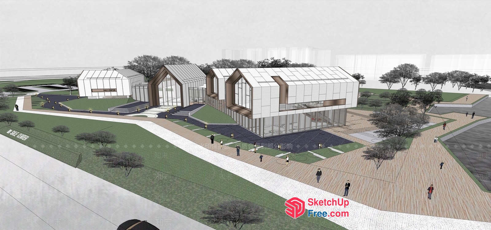 Modern Glass And White Building Exterior 3D SketchUp File