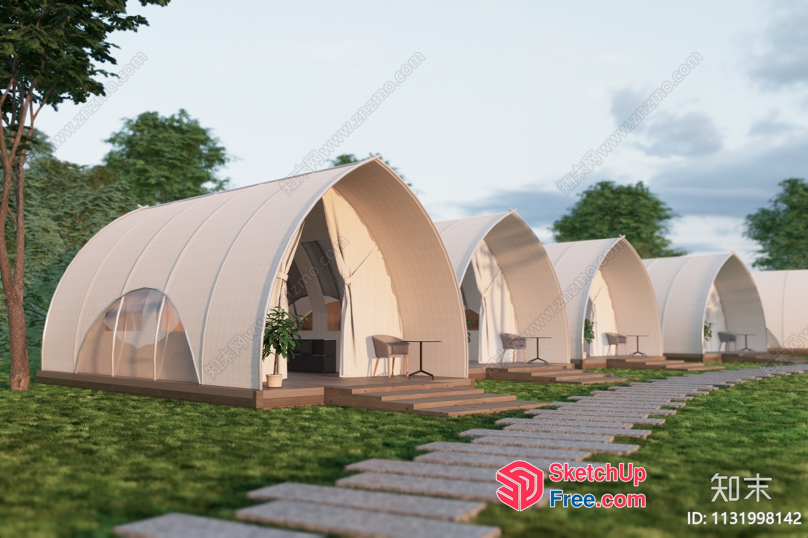 Curved Roofline Homestay Villas 3D SketchUp File