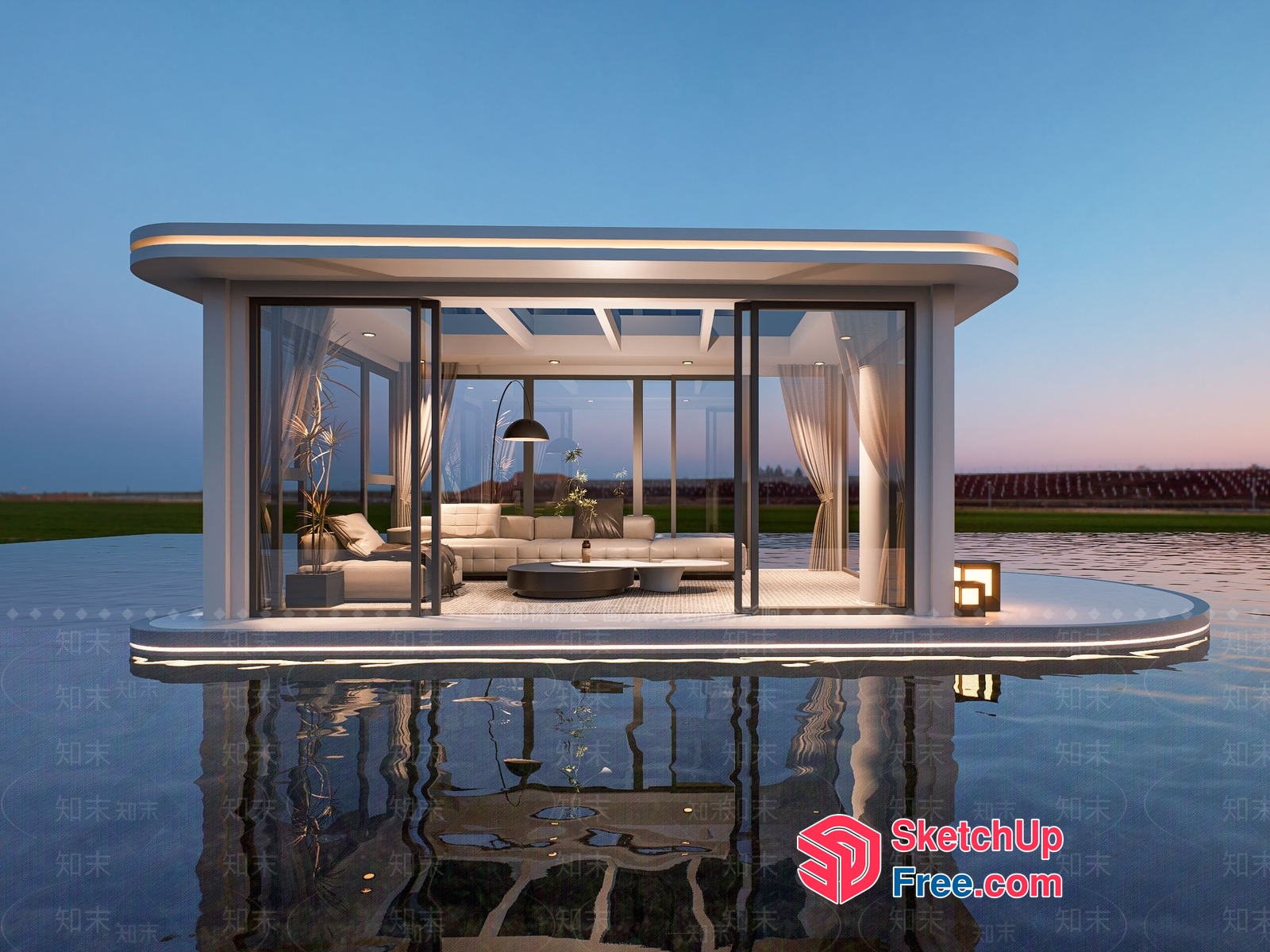 Modern Luxury Floating Living Room 3D SketchUp File