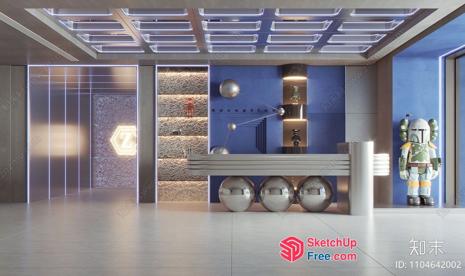 Futuristic Modern Interior Design With Boba Fett Decor 3D SketchUp File